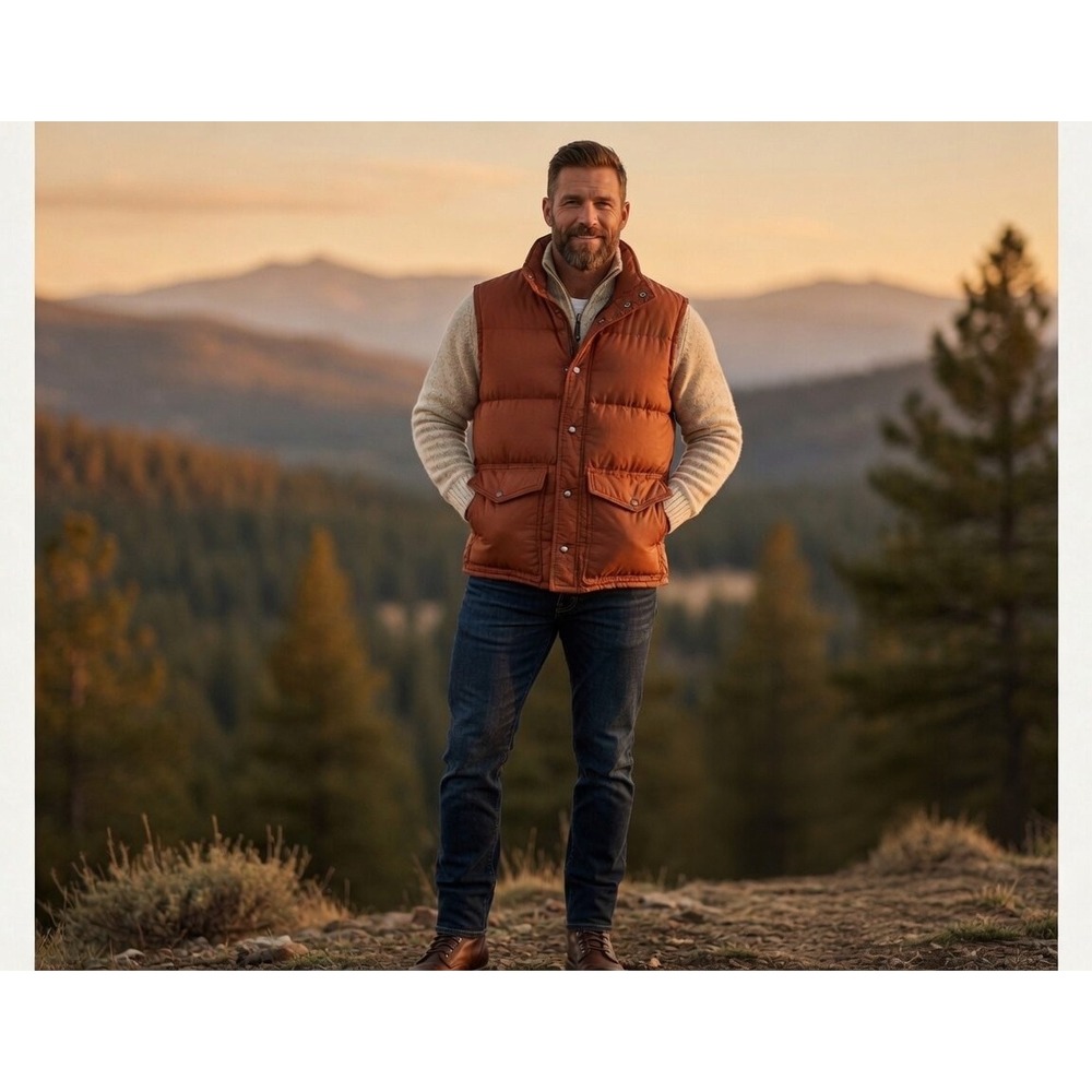 Vintage Frostline Kit Puffer Vest Back To Future  Orange Ripstop Down Quilted XL